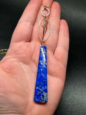 •NYX• lapis   dagger   mixed metal necklace (26"-28")