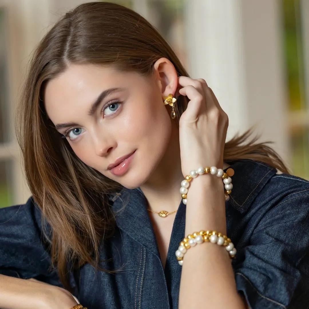 Olivia Cotton Pearl & Multi Gold Bracelet
