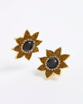 Onyx Flower Stud Earrings