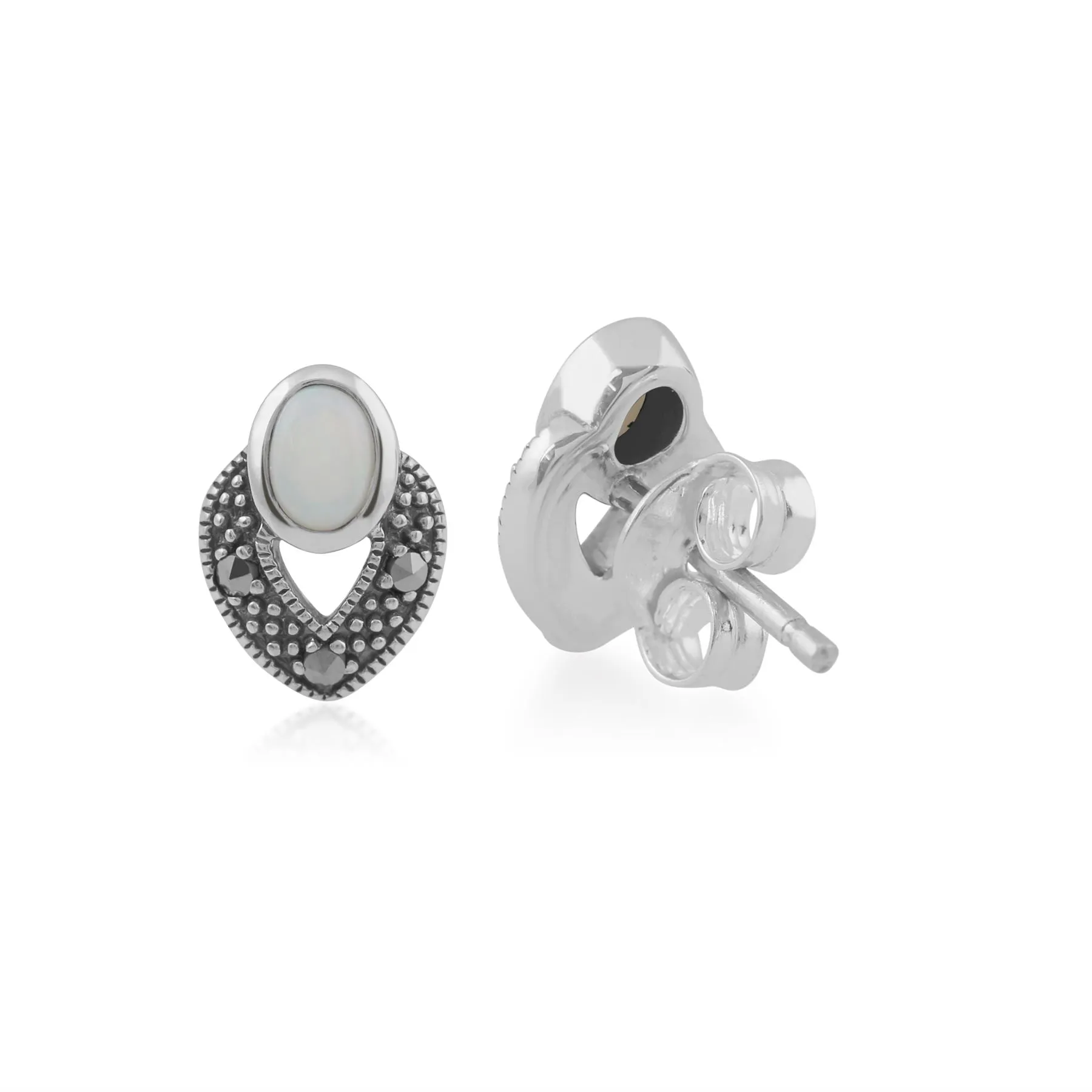 Opal & Markasit Ohrstecker in Sterling Silber