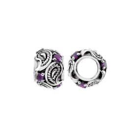 Oxidised Silver & Amethyst Wheel Charm S449A