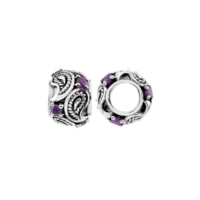 Oxidised Silver & Amethyst Wheel Charm S449A