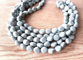 Pale Blue Lucite Acrylic Beaded Chunky Multi Strand Statement Necklace - Julianna
