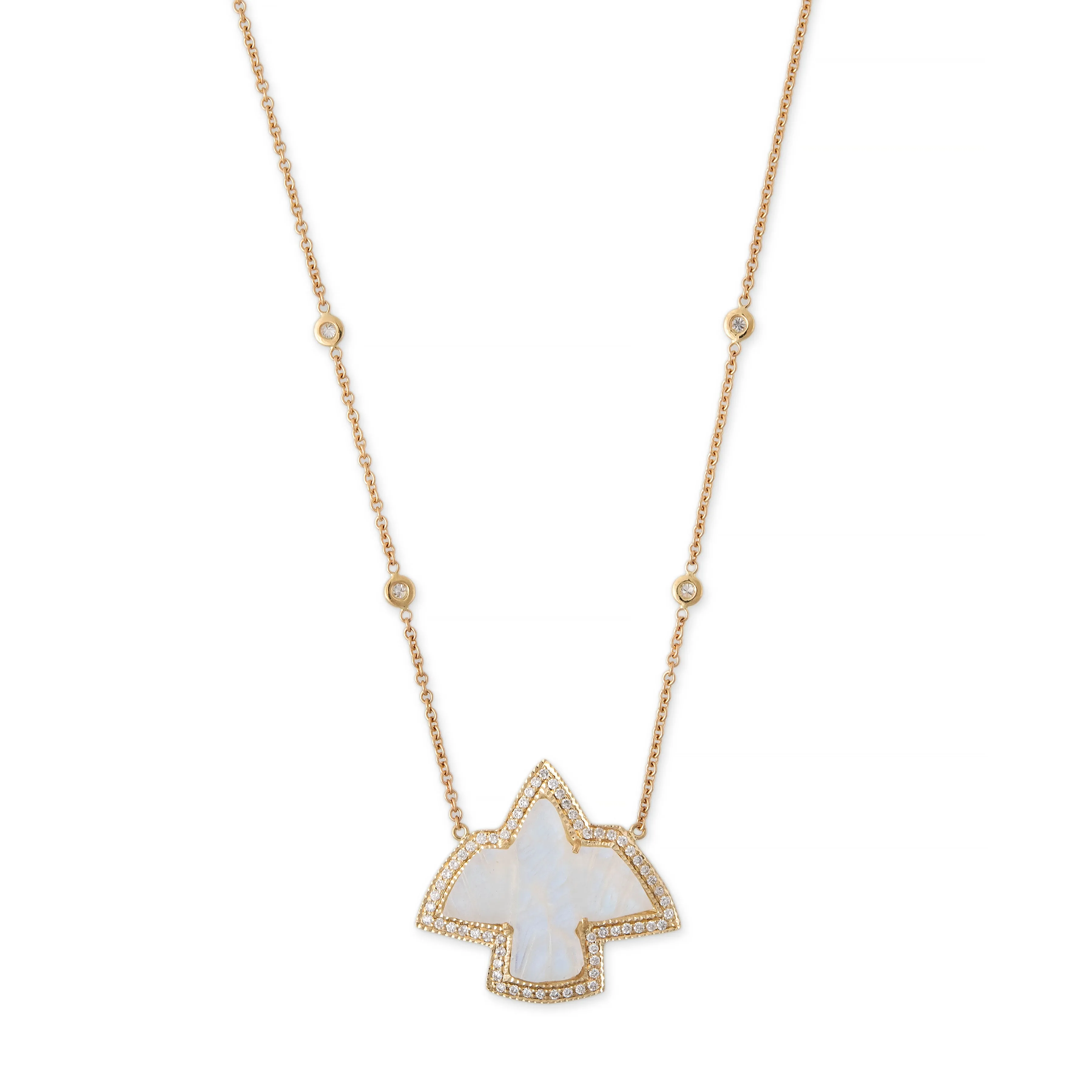 PAVE SMALL MOONSTONE THUNDERBIRD NECKLACE