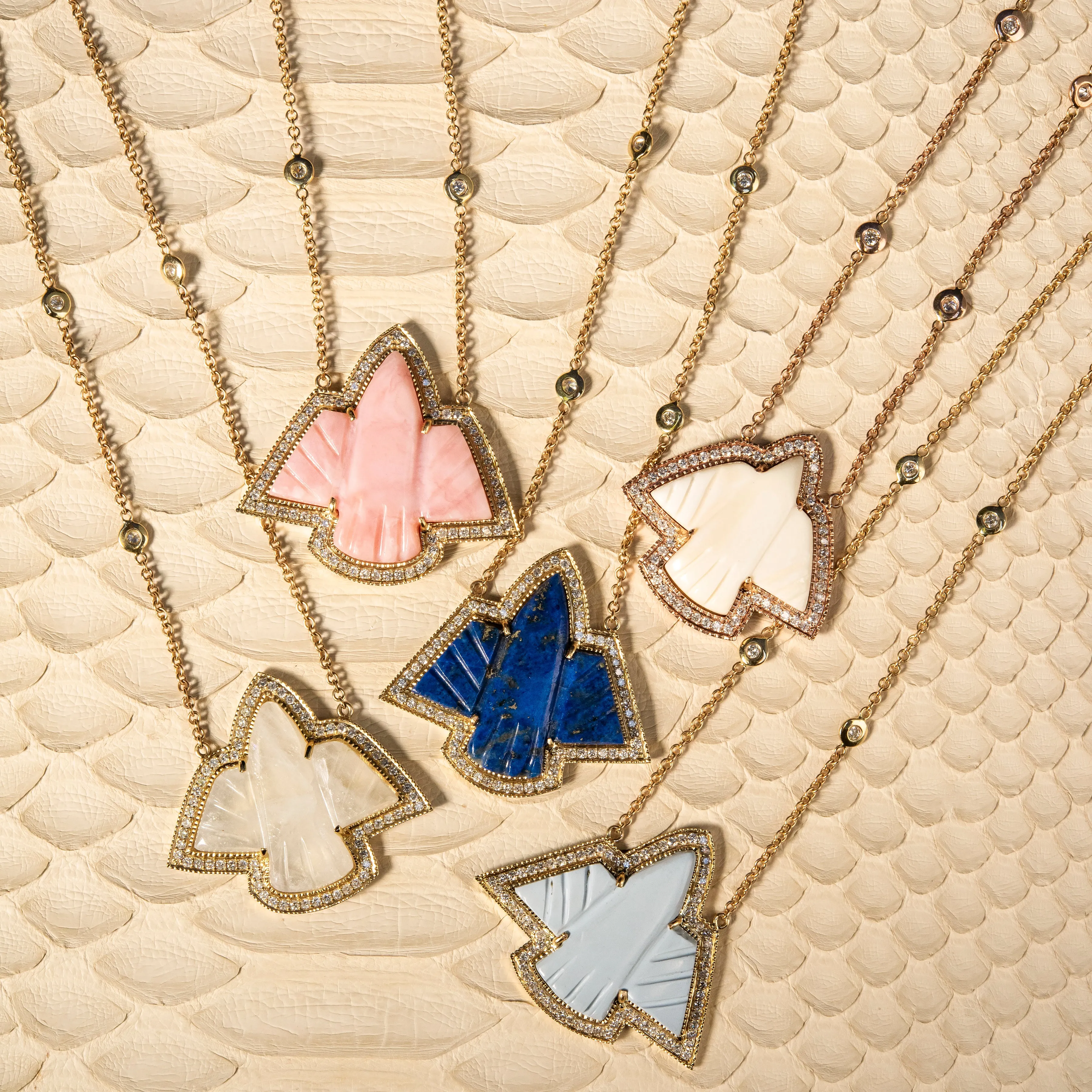 PAVE SMALL MOONSTONE THUNDERBIRD NECKLACE