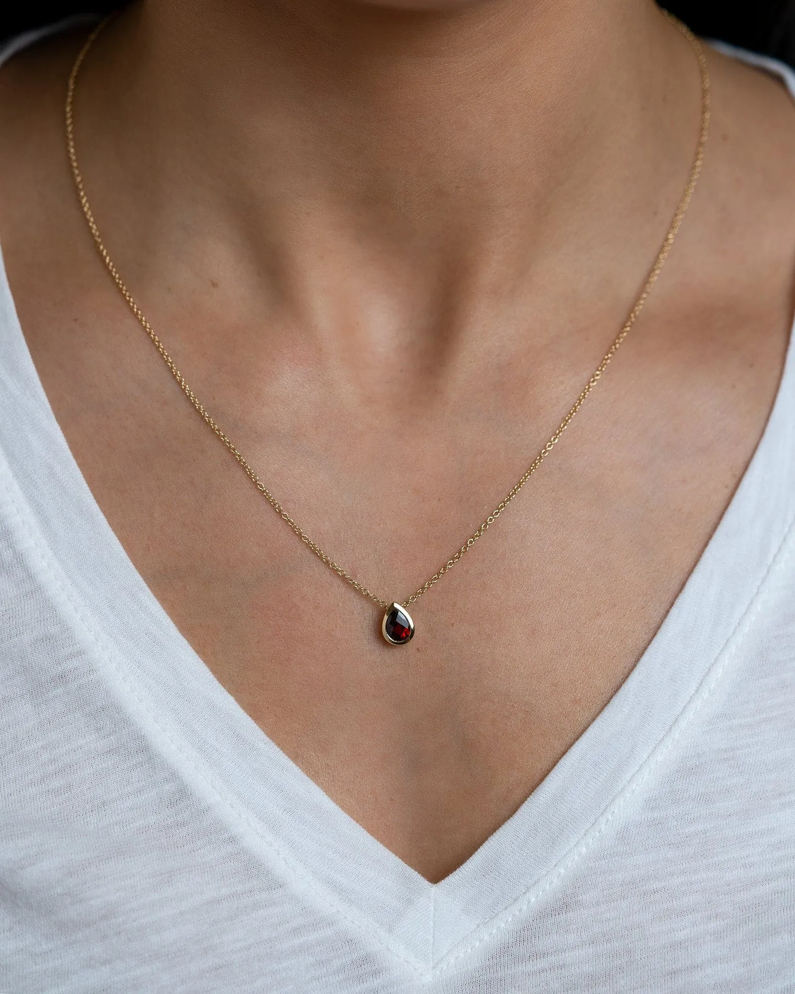 Pear-Cut Garnet Pendant Necklace