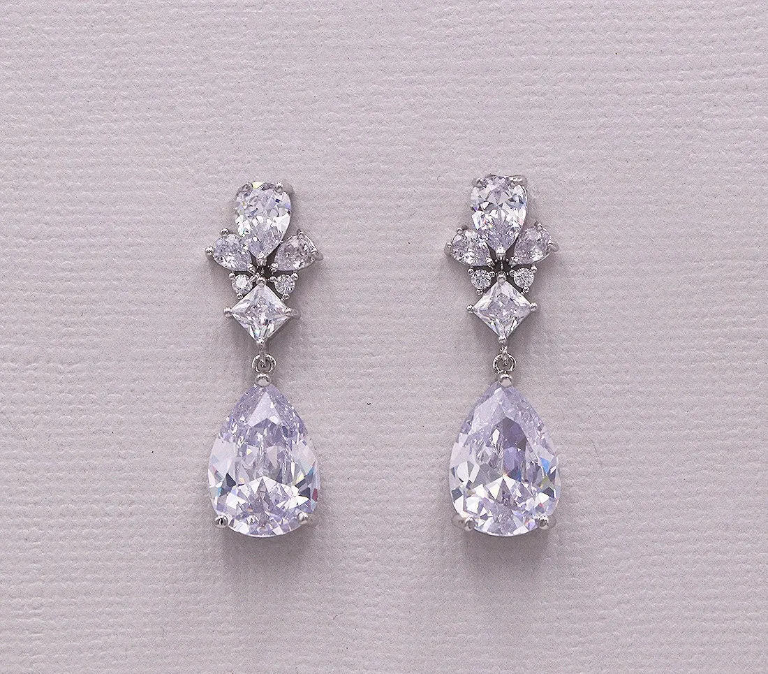 Pear Drops CZ Earrings