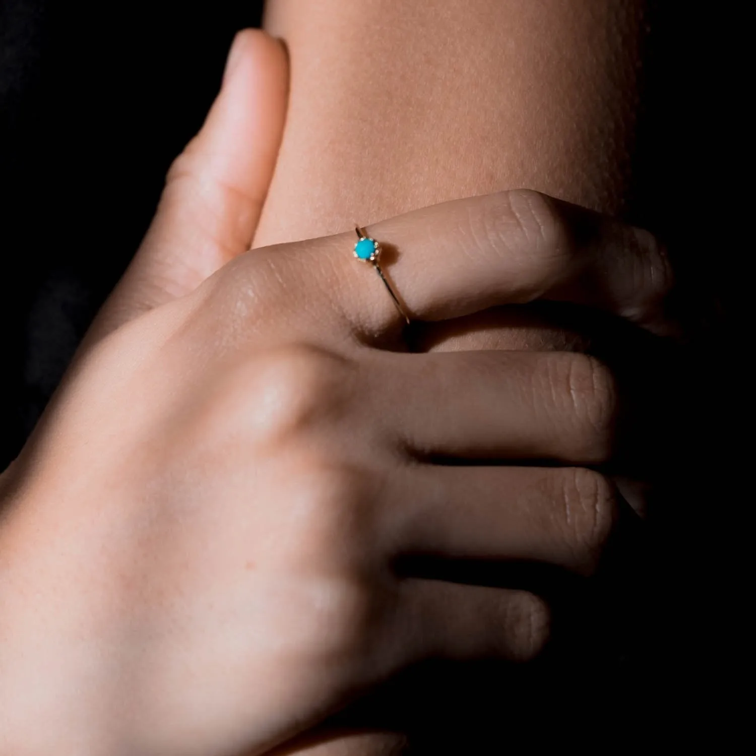 Petite Crown Bezel Turquoise Ring