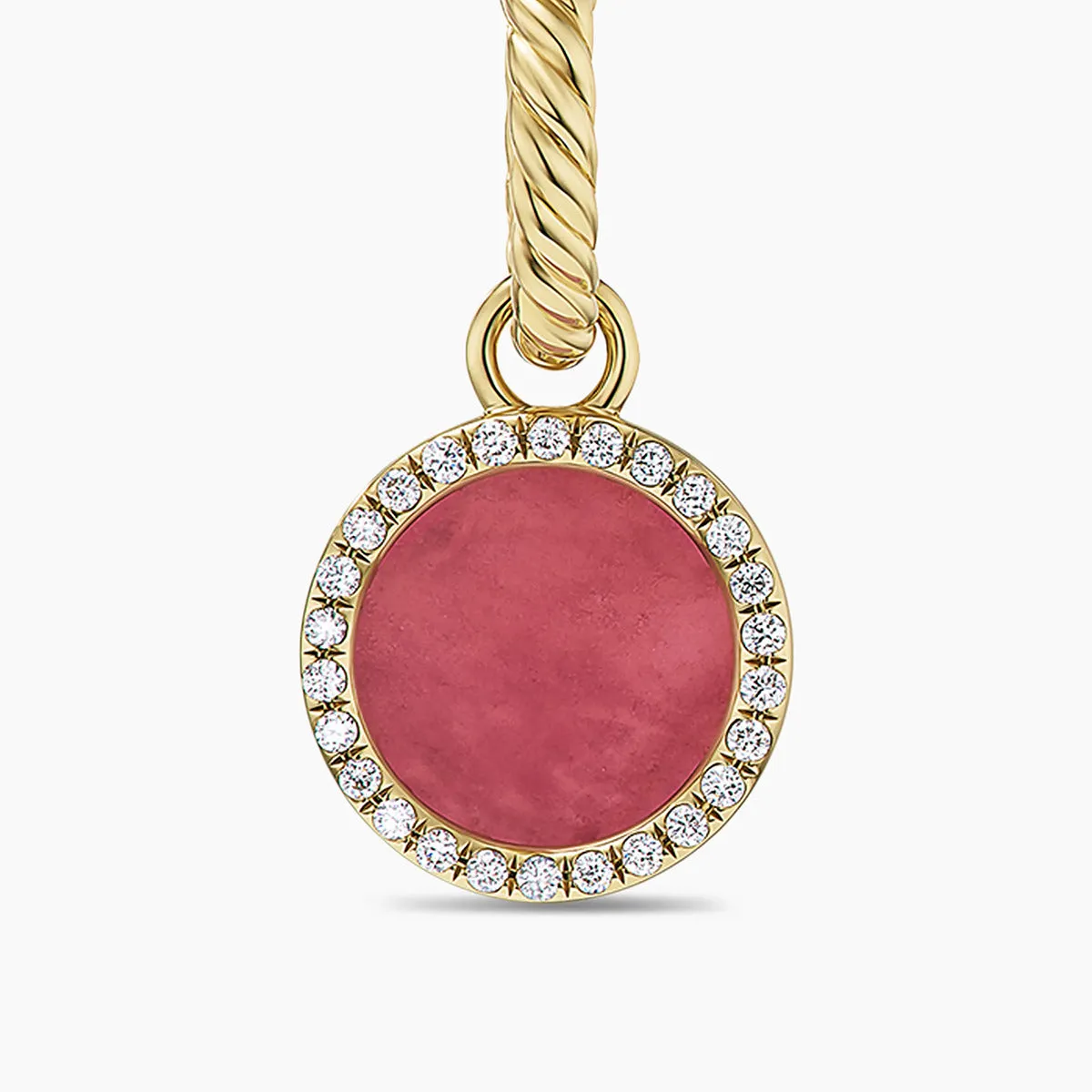Petite DY Elements Drop Earrings 18K Yellow Gold with Rhodonite and Diamonds