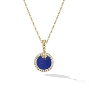 Petite DY Elements Pendant Necklace in 18K Yellow Gold with Lapis and Pavé Diamonds