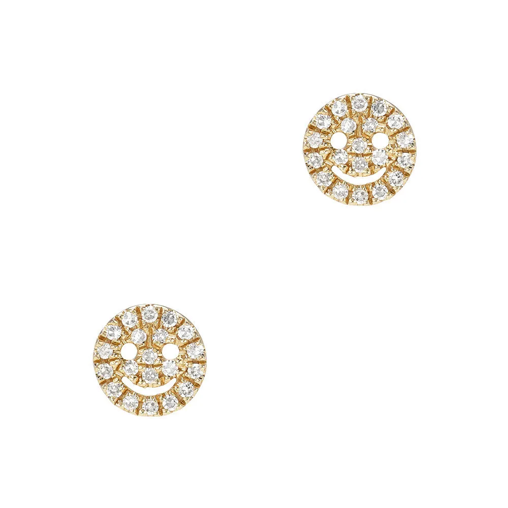 Petite Smiley Face Pave Post Earrings