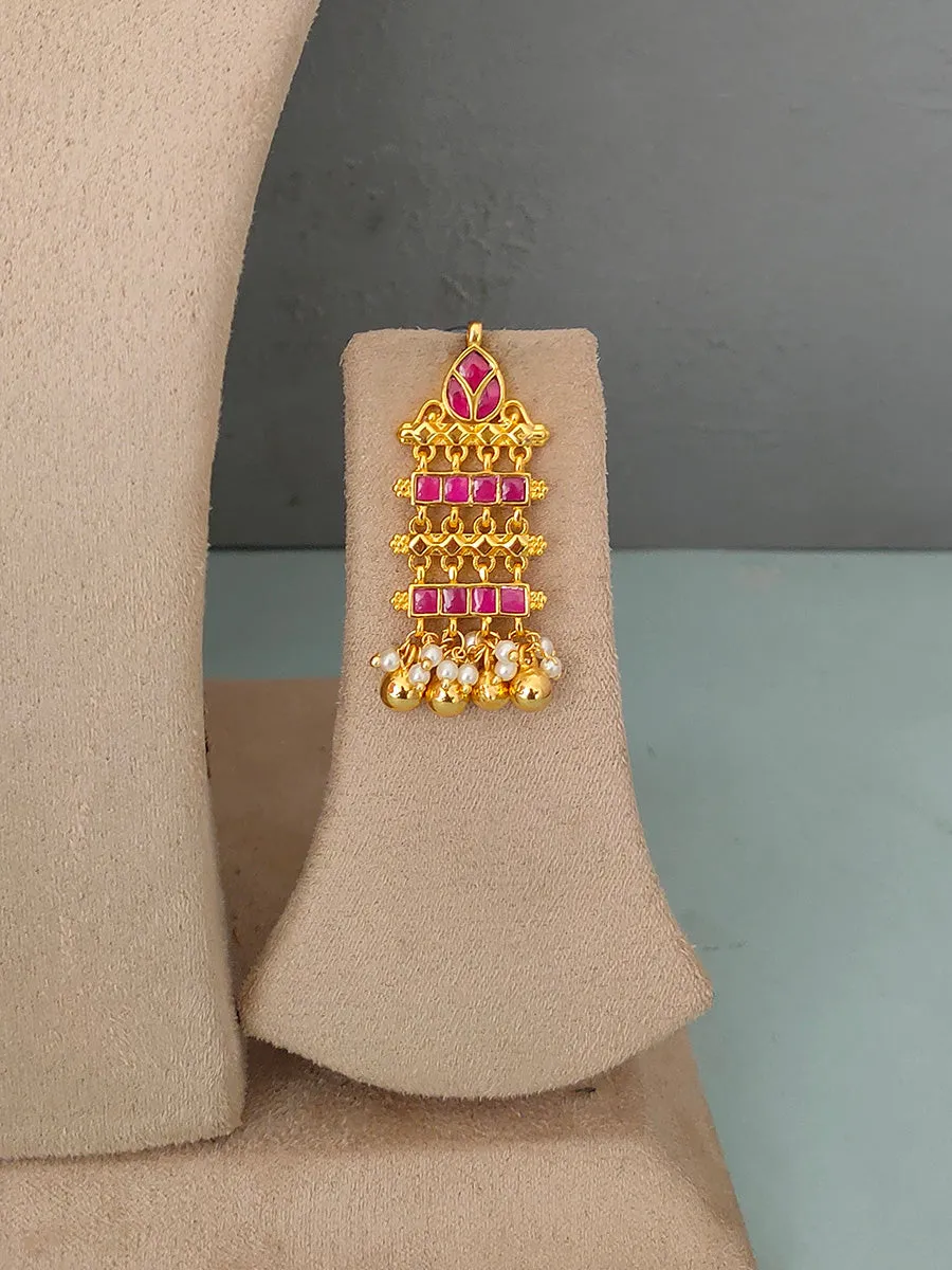 Pink Color Gold Plated Jadau Kundan Necklace Set - MS1341YP