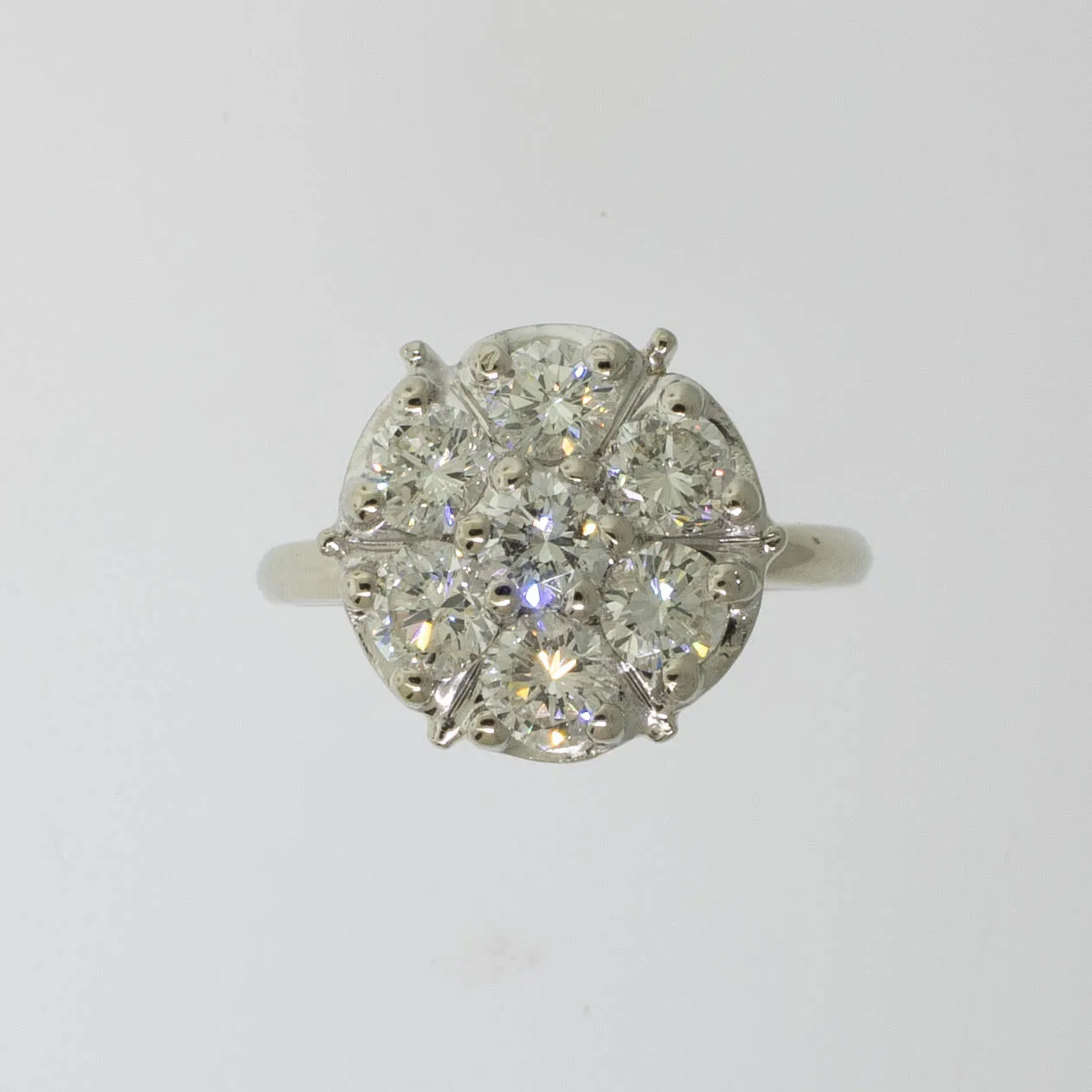 Pre-Owned 14K White Gold 7-Stone Diamond Cluster Ring 1.75 CTTW, Size 8, 2.8 DWT