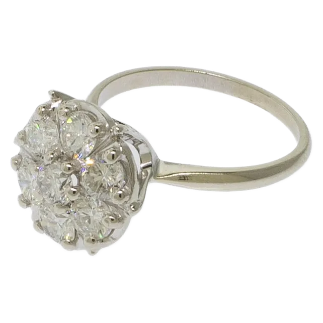 Pre-Owned 14K White Gold 7-Stone Diamond Cluster Ring 1.75 CTTW, Size 8, 2.8 DWT