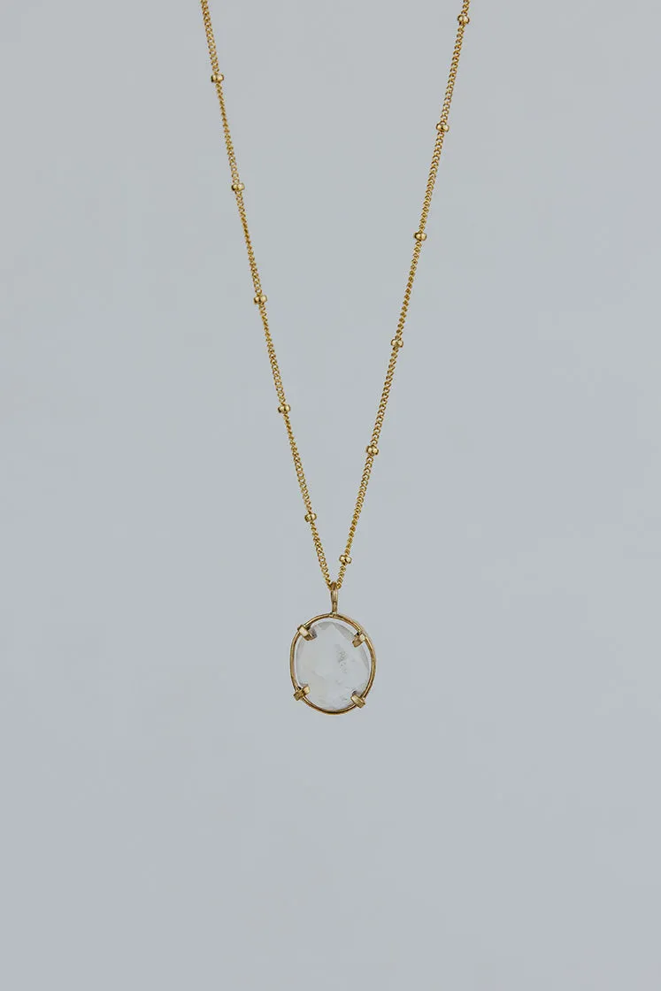 Prong Set Rose Cut Moonstone Necklace