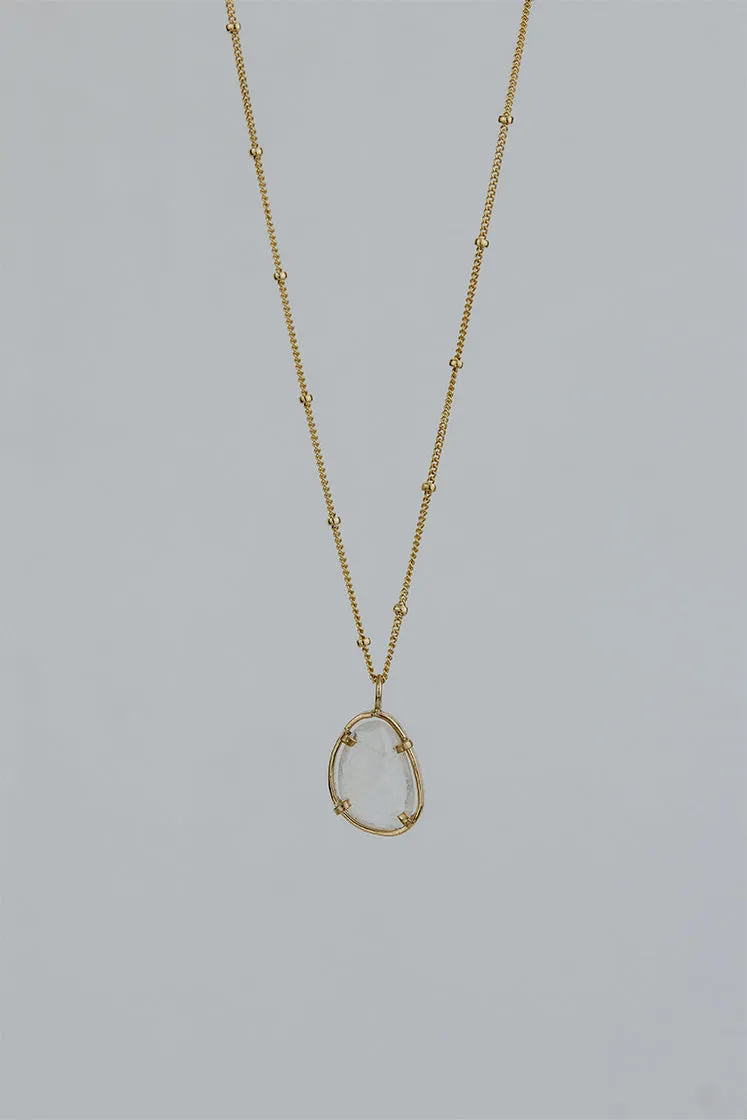 Prong Set Rose Cut Moonstone Necklace