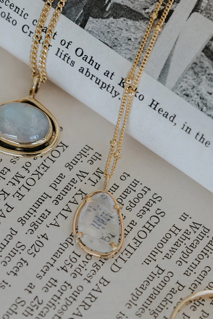 Prong Set Rose Cut Moonstone Necklace
