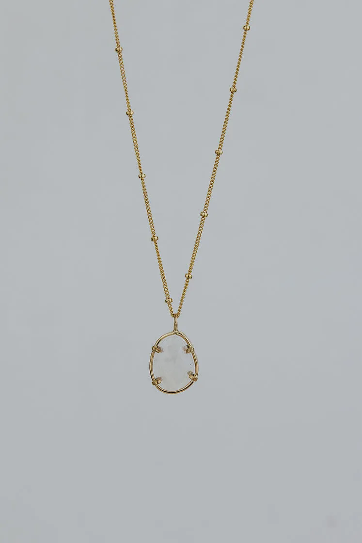Prong Set Rose Cut Moonstone Necklace