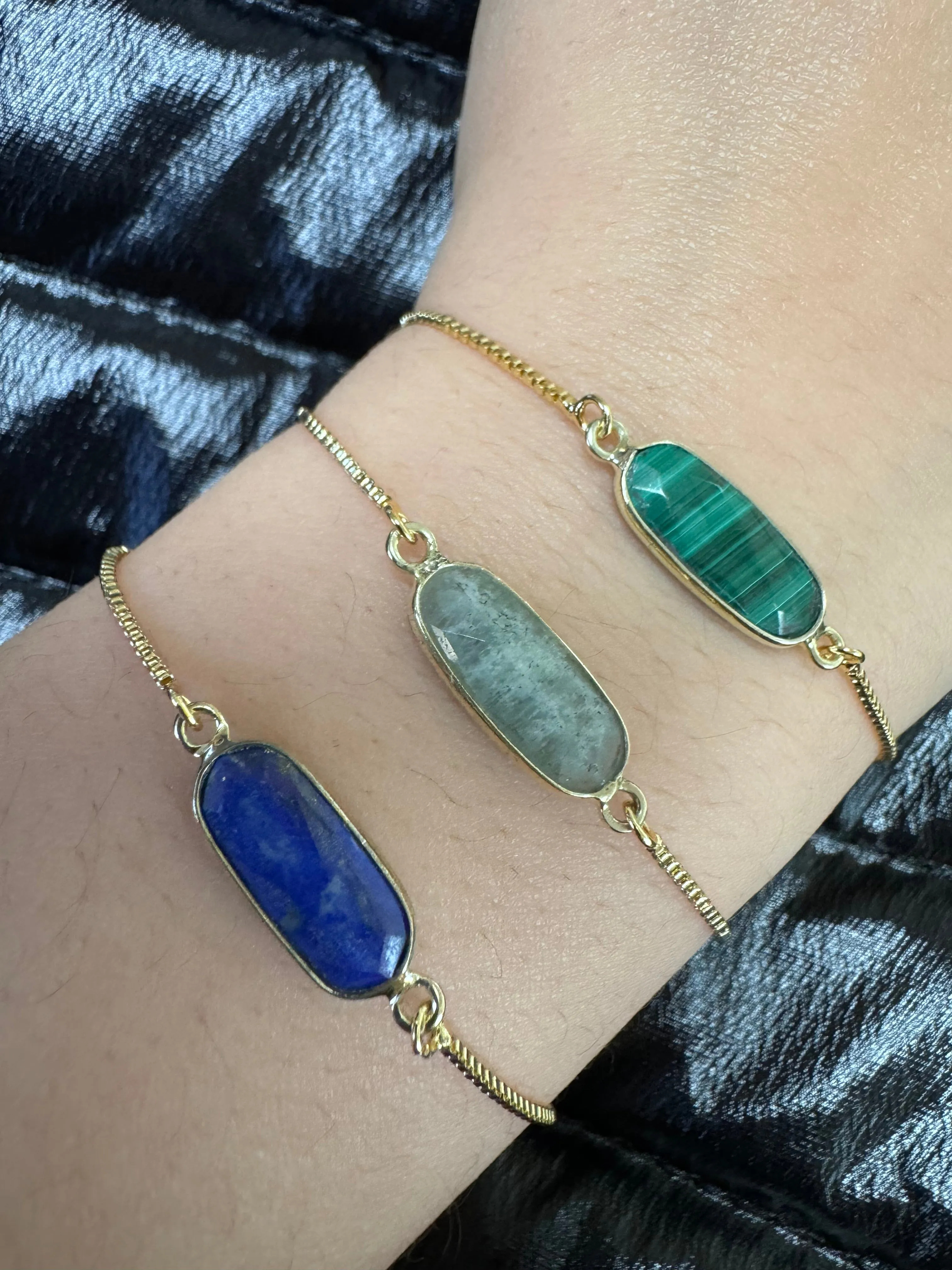 Pull Chain Bracelet: Rectangular Aquamarine (PBT780AQM)