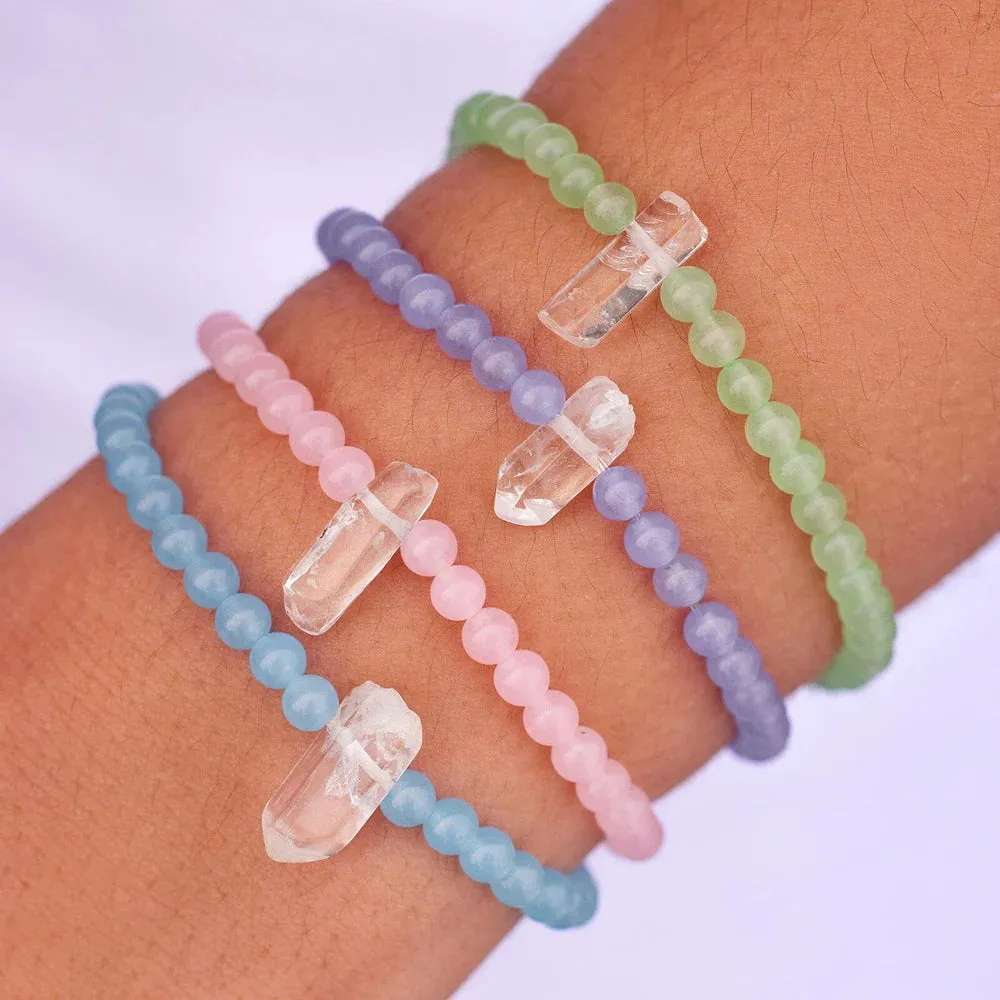 Pura Vida Green Quartz Intention Stretch Bracelet