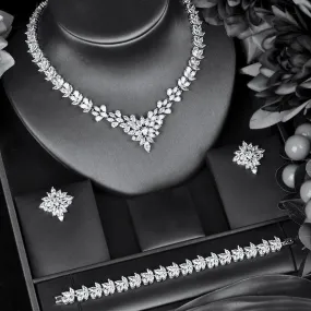 "Lausanne" - Silver Cubic Zirconia Bridal Three-Piece Jewelry Set