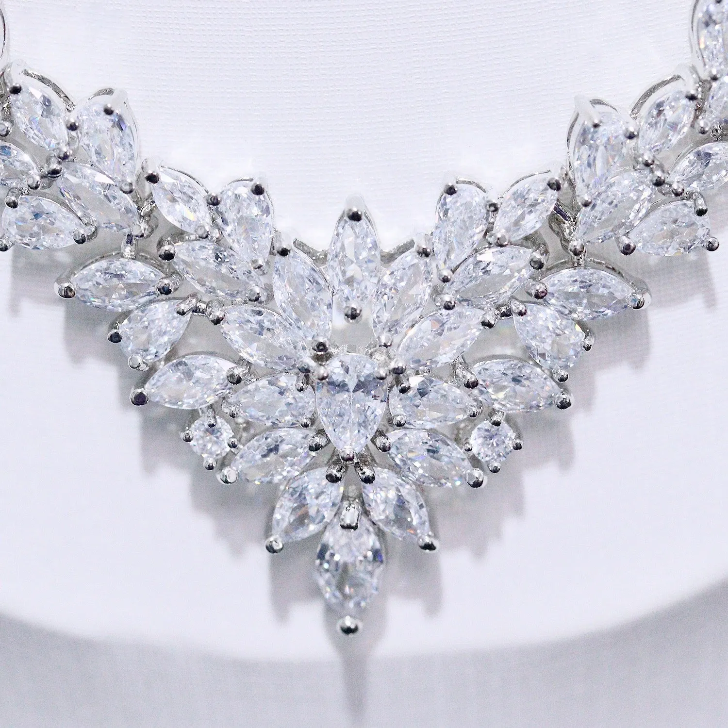 "Lausanne" - Silver Cubic Zirconia Bridal Three-Piece Jewelry Set