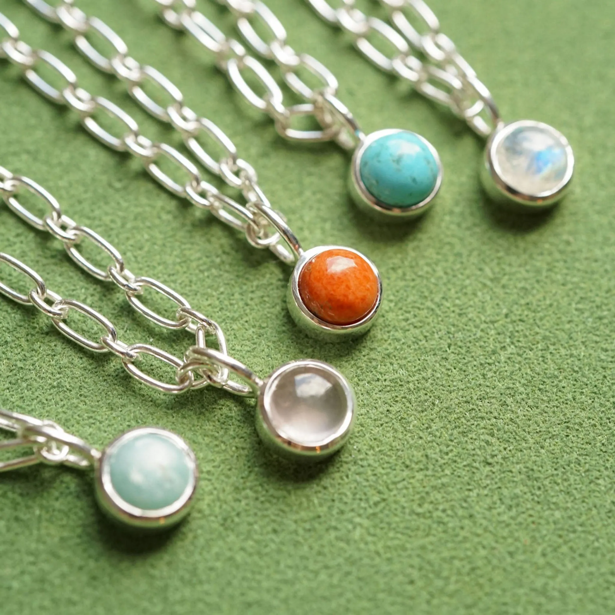 Rainbow Moonstone Chunky Healing Stone Necklace Sterling Silver