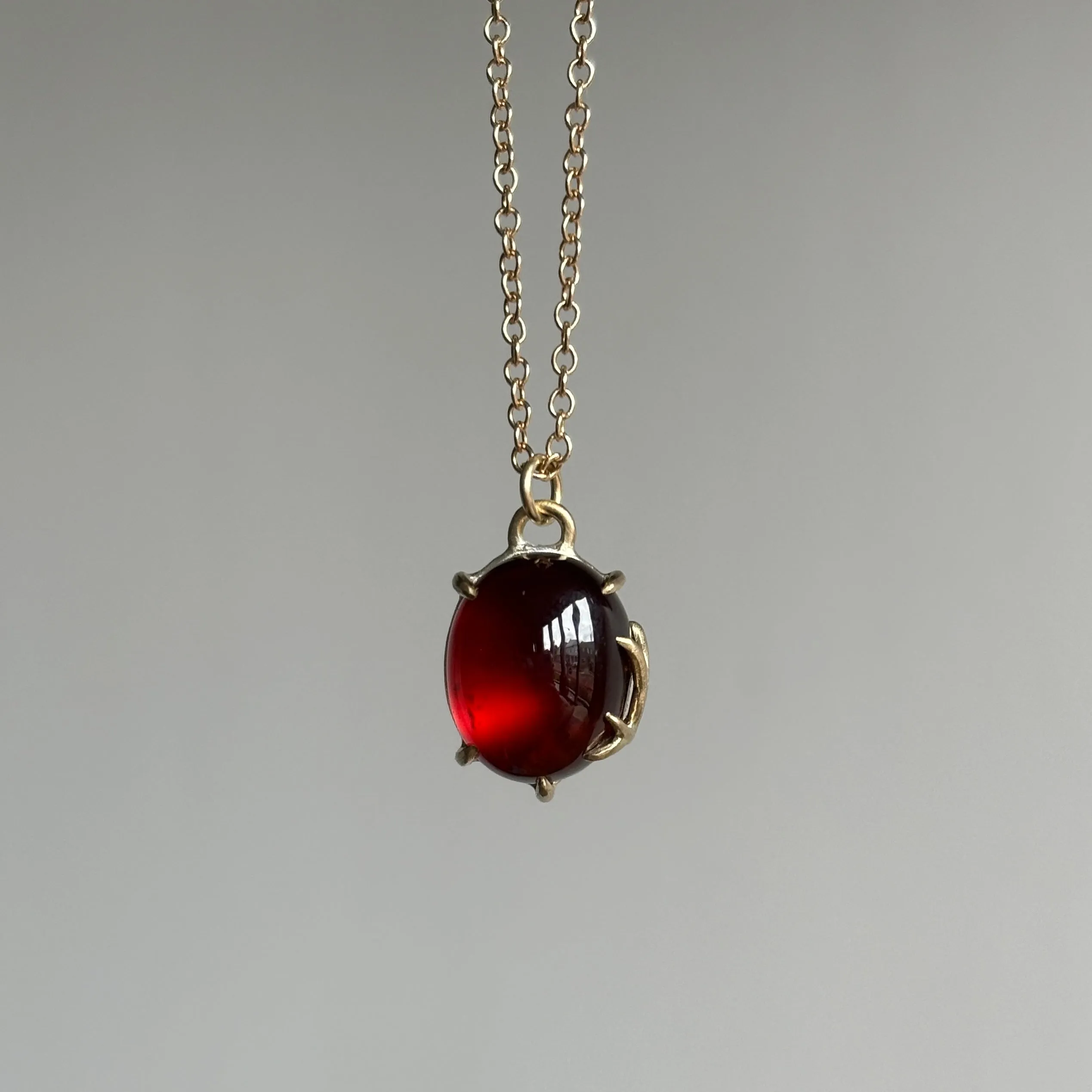 Red Garnet Cabochon Branch Waiting Necklace