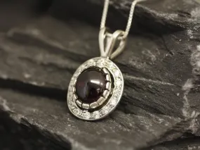 Red Garnet Pendant - Victorian Garnet Necklace - Red Vintage Necklace