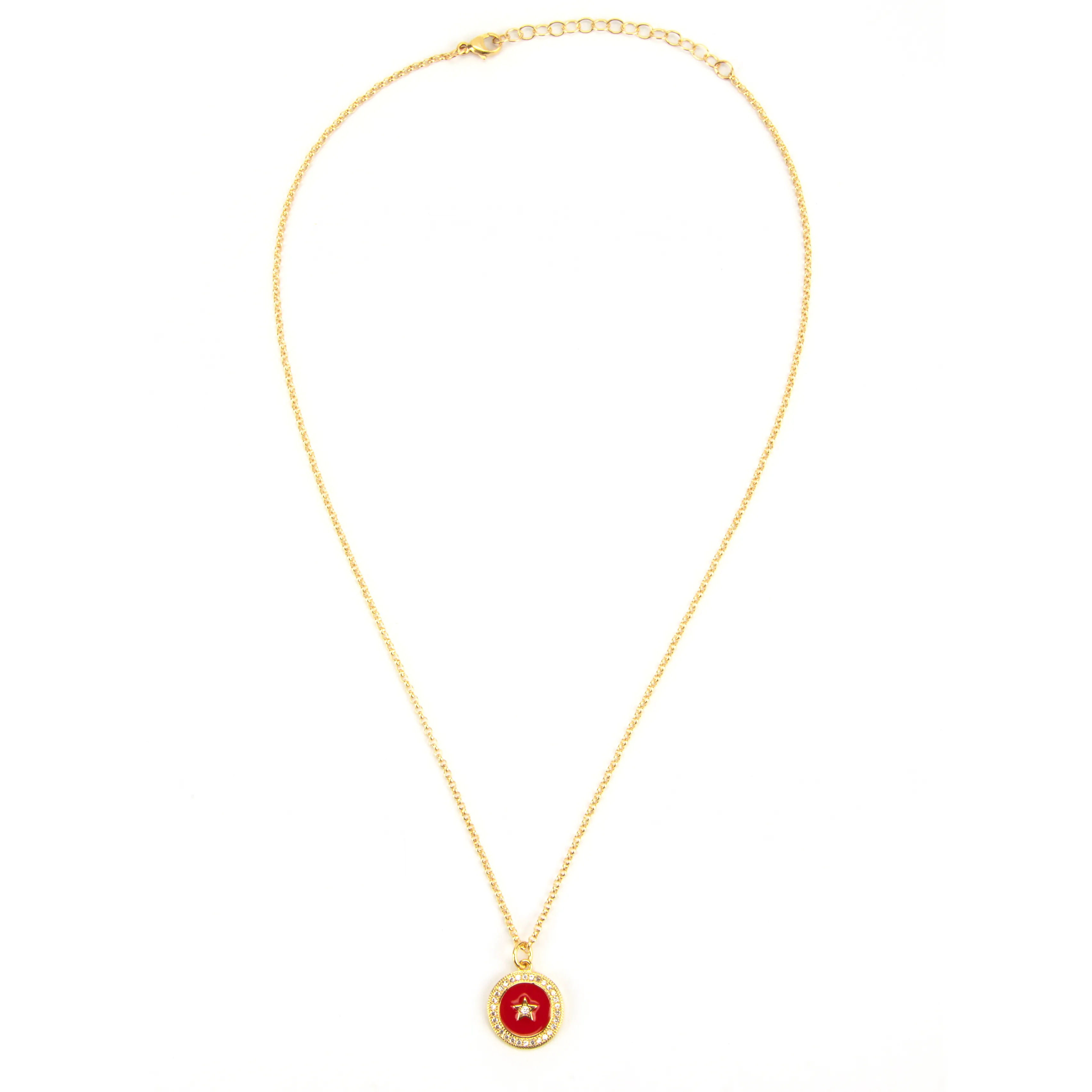 Red Star Pave Charm Necklace