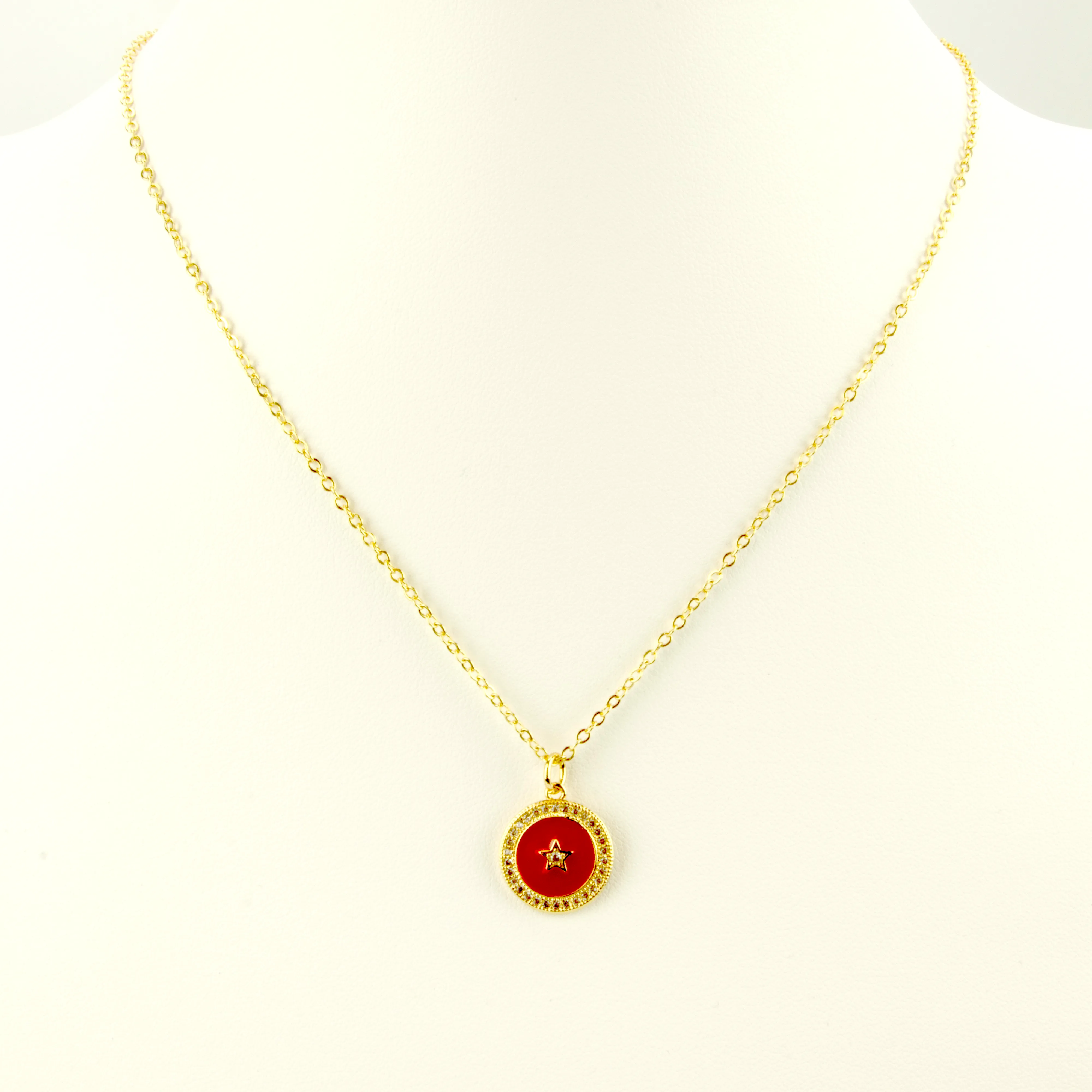 Red Star Pave Charm Necklace