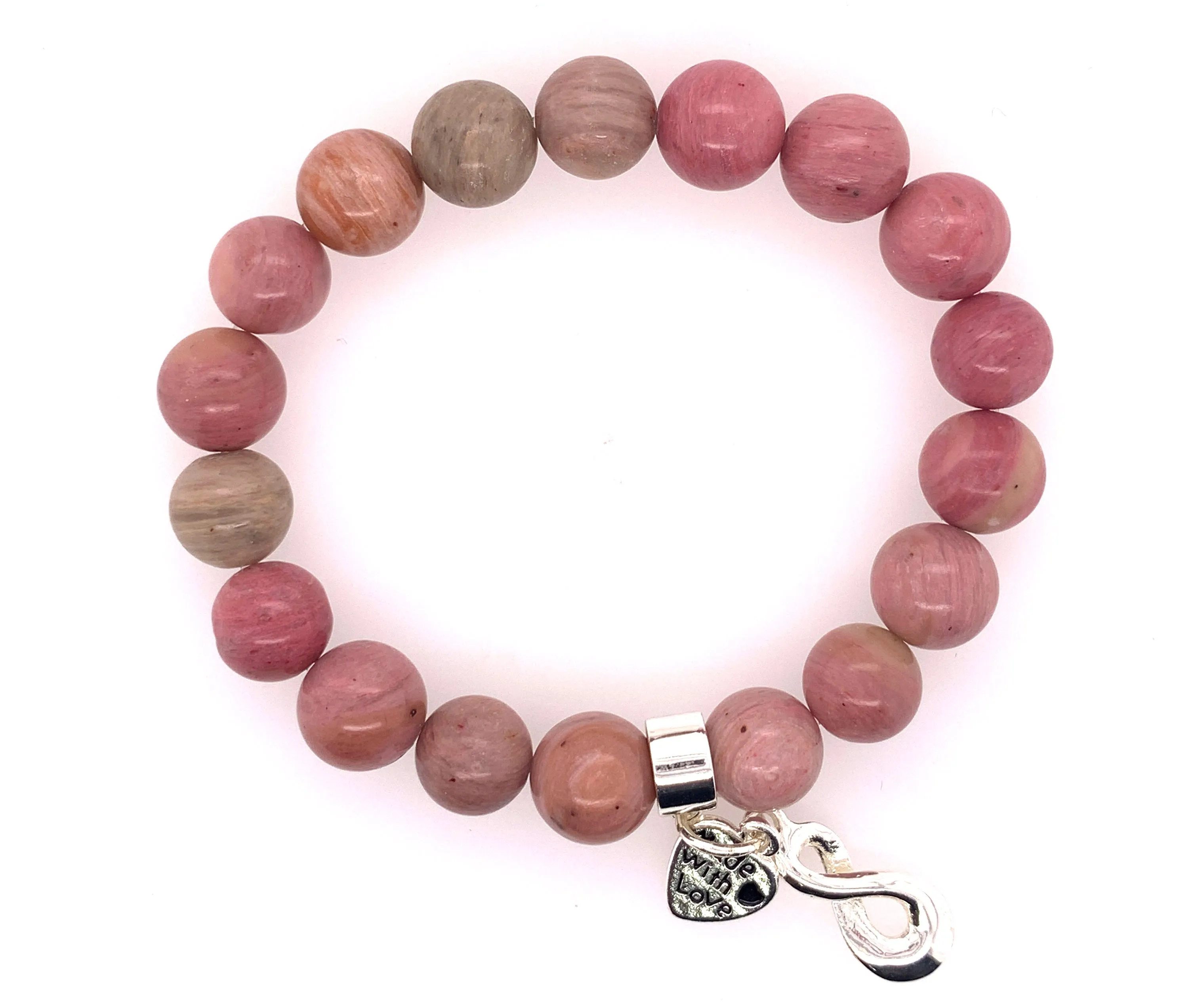 Rhodonite Stretchy Bracelet 10mm Beads.
