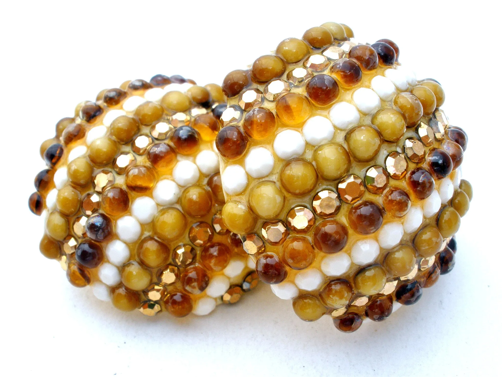 Richard Kerr Amber Rhinestone Earrings Vintage