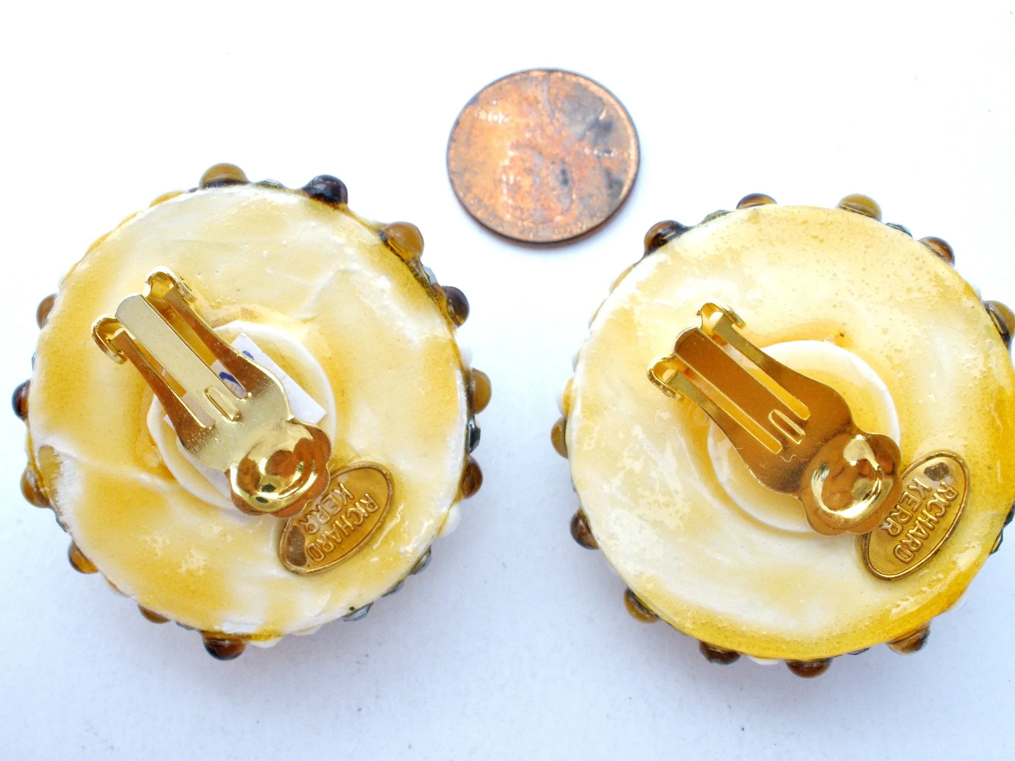 Richard Kerr Amber Rhinestone Earrings Vintage