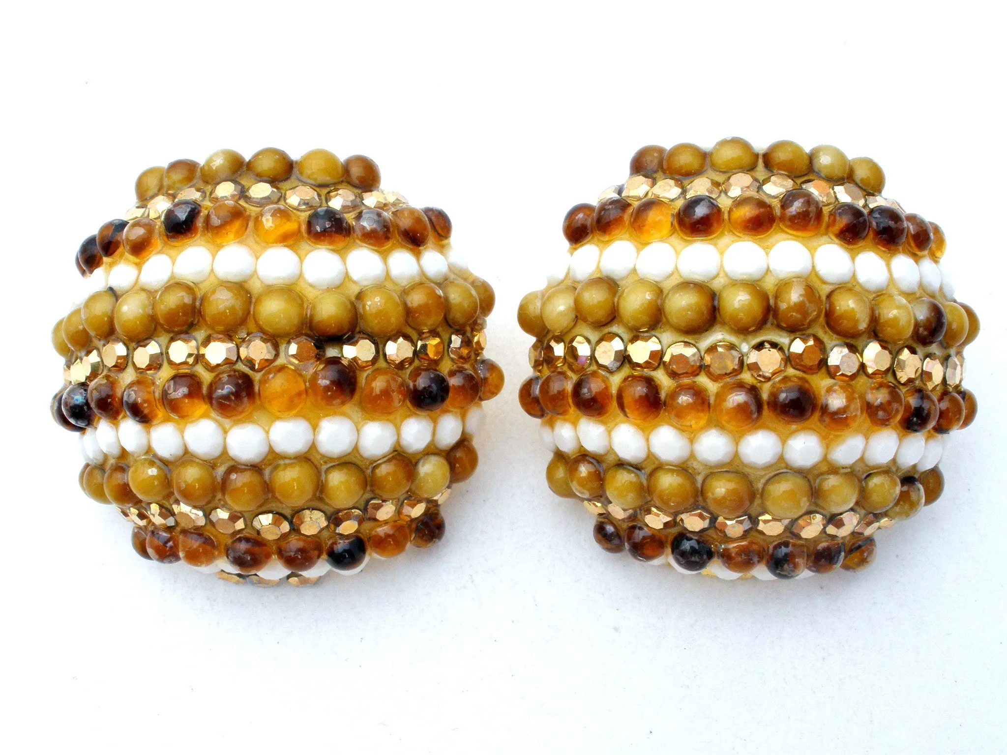 Richard Kerr Amber Rhinestone Earrings Vintage