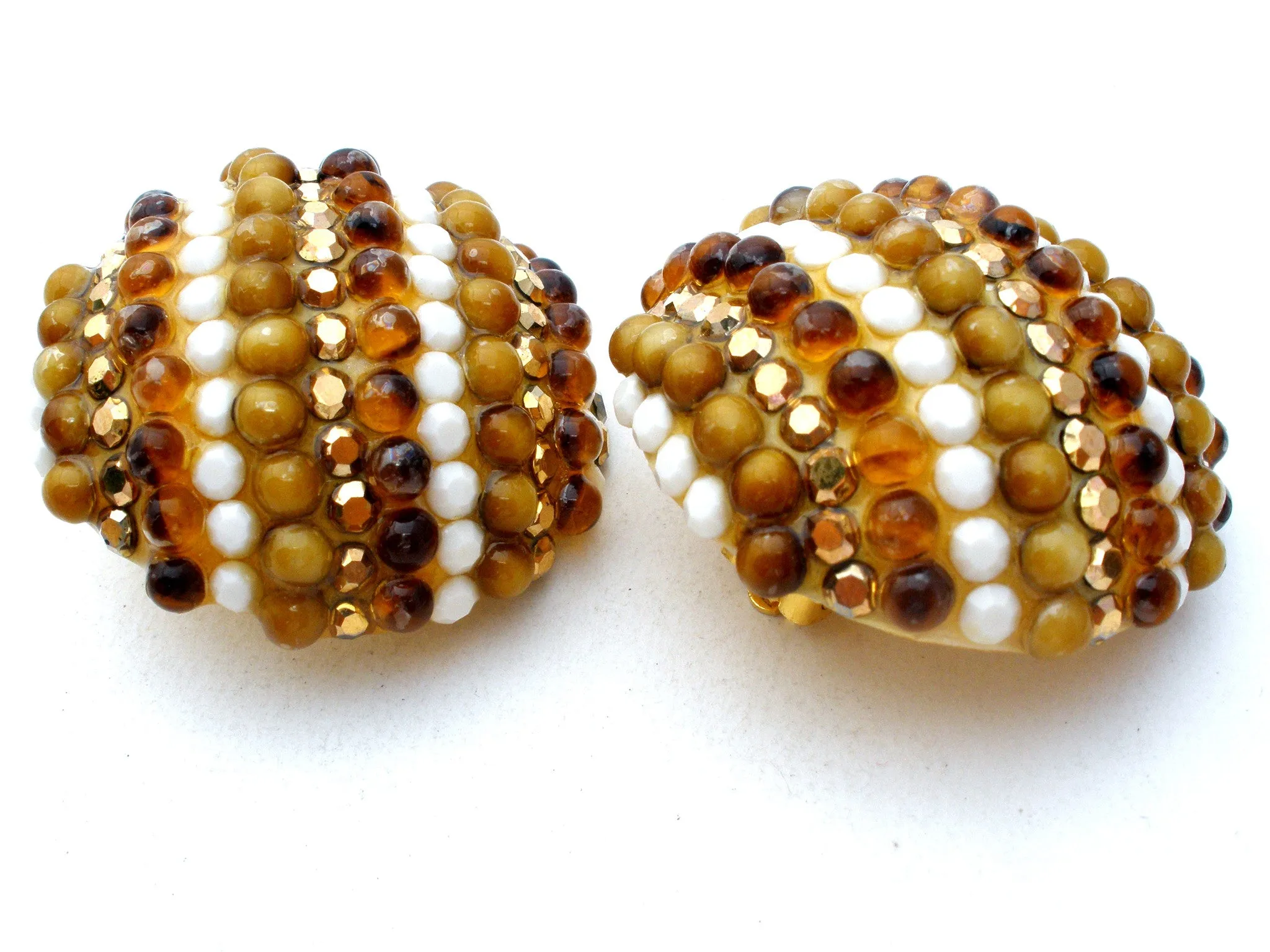 Richard Kerr Amber Rhinestone Earrings Vintage