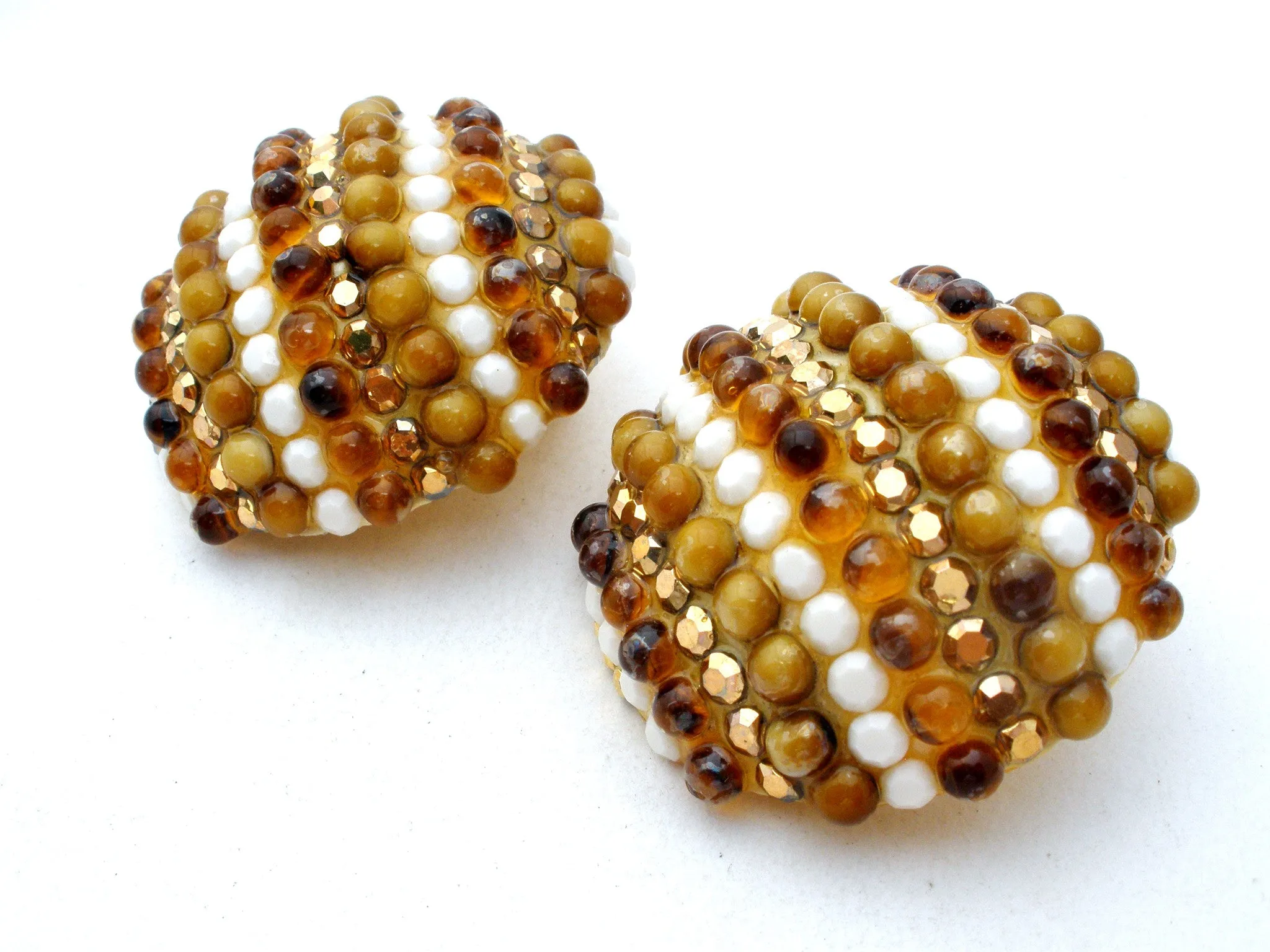 Richard Kerr Amber Rhinestone Earrings Vintage