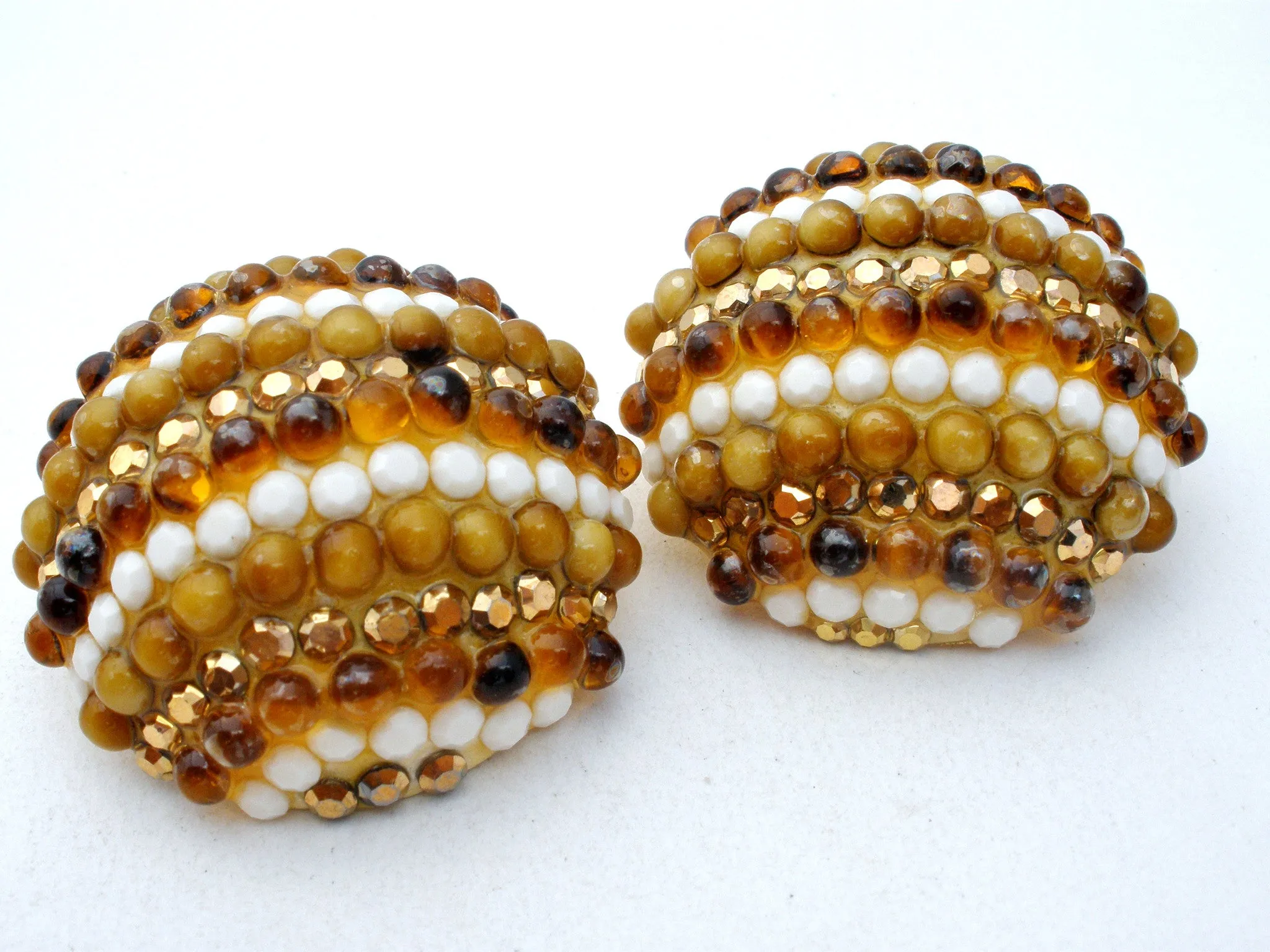 Richard Kerr Amber Rhinestone Earrings Vintage