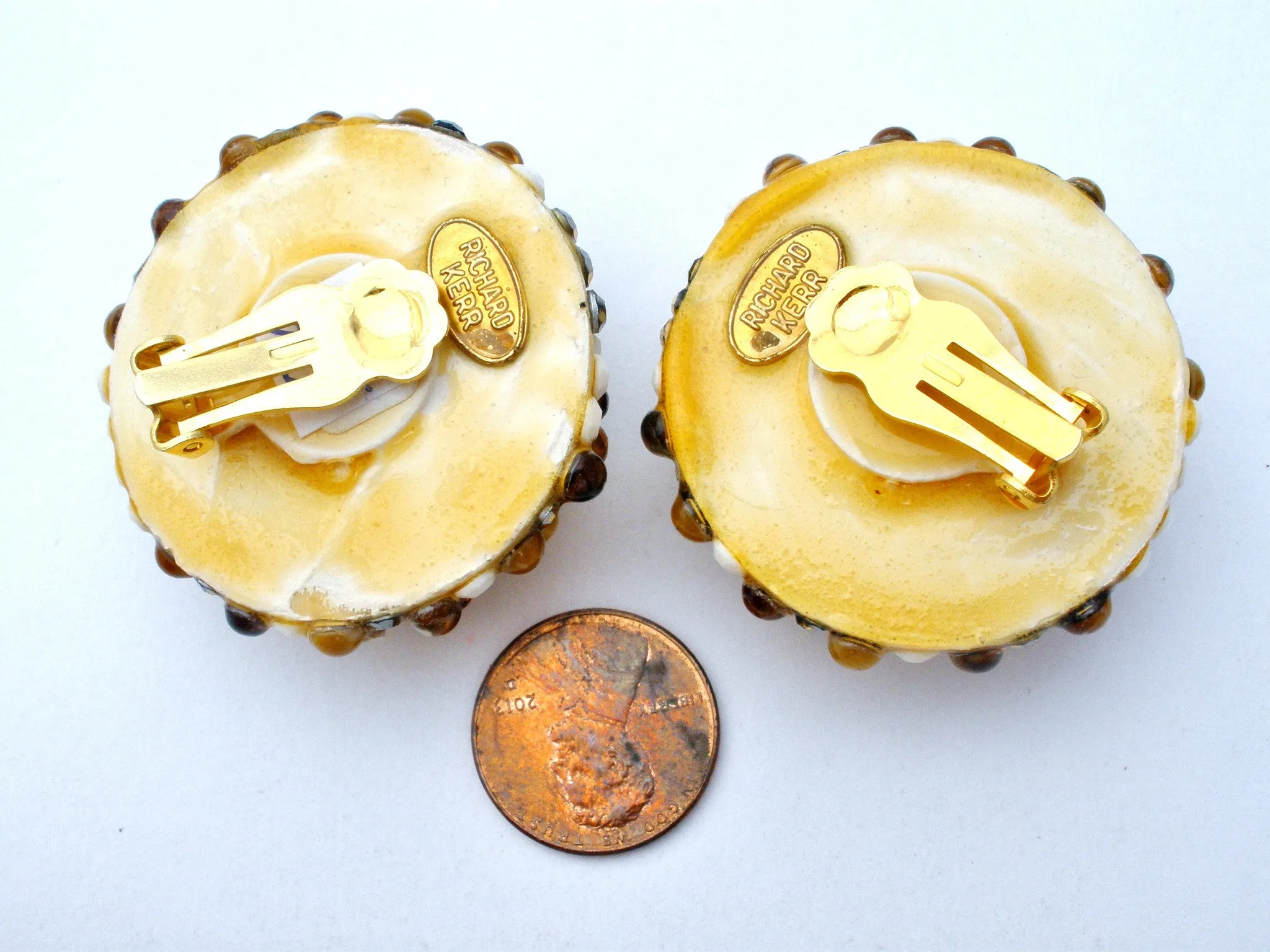 Richard Kerr Amber Rhinestone Earrings Vintage