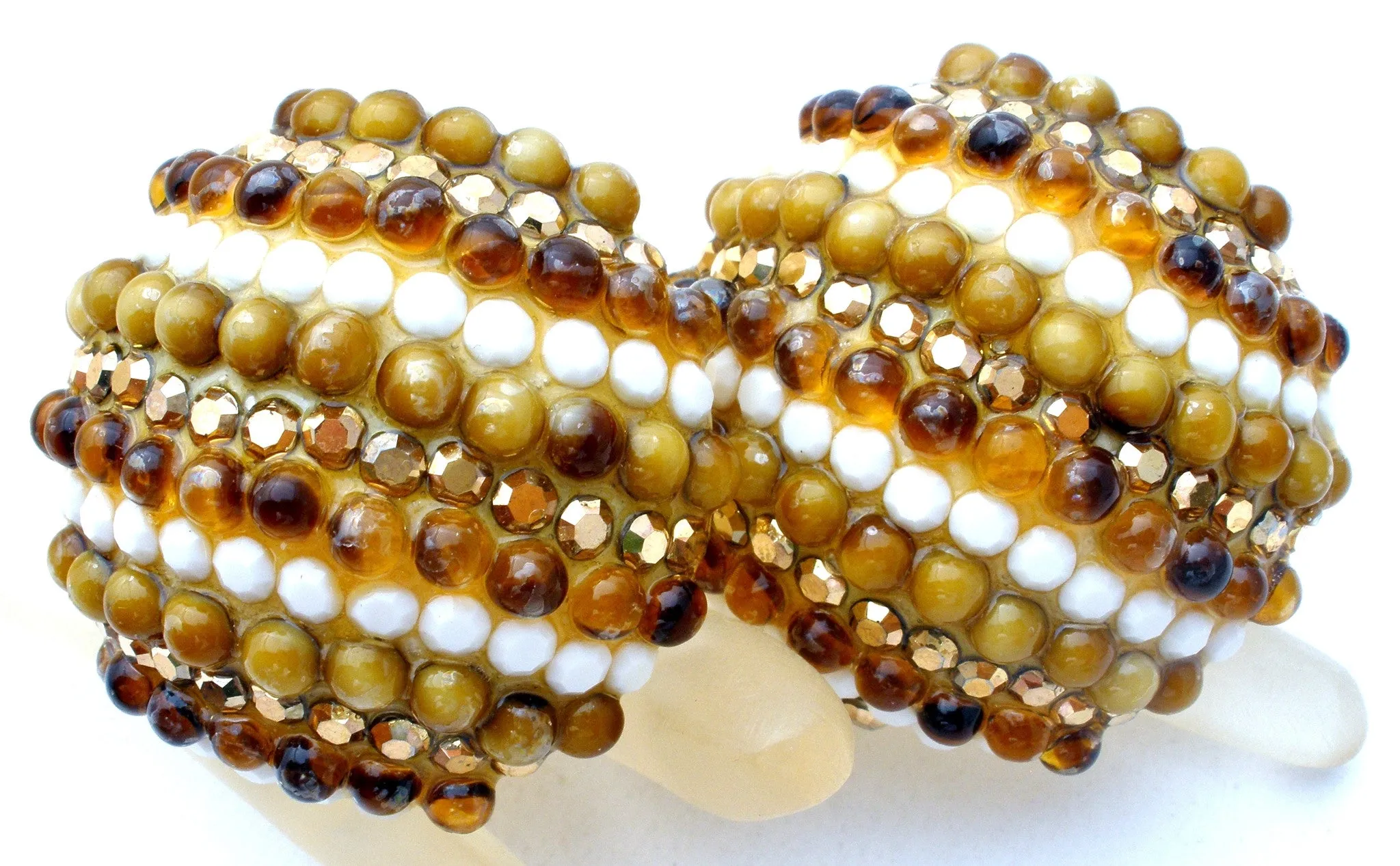Richard Kerr Amber Rhinestone Earrings Vintage