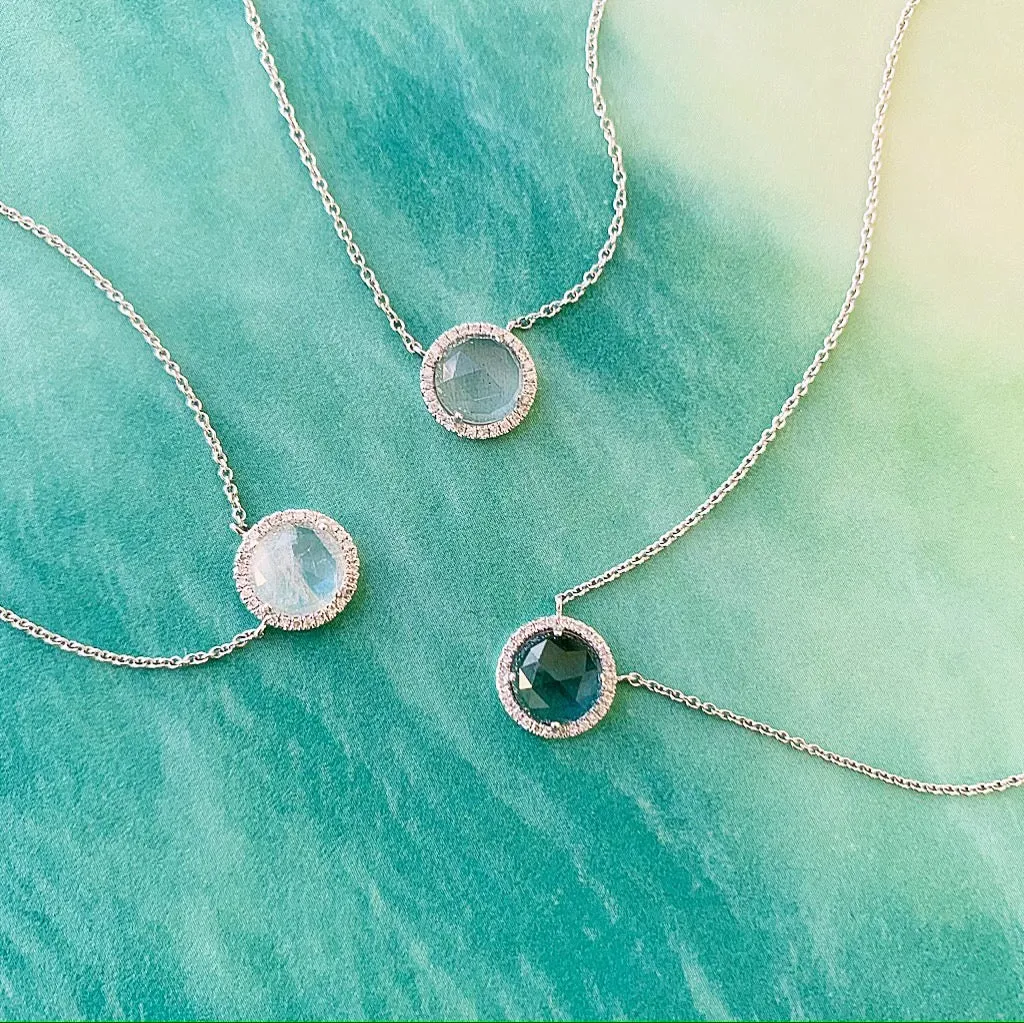 Rosie 7.0mm Rainbow Moonstone & Diamond Necklace