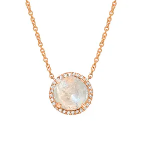 Rosie 7.0mm Rainbow Moonstone & Diamond Necklace