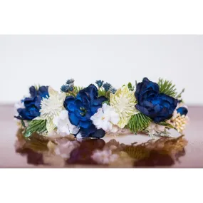 Rustic Navy Flower Halo