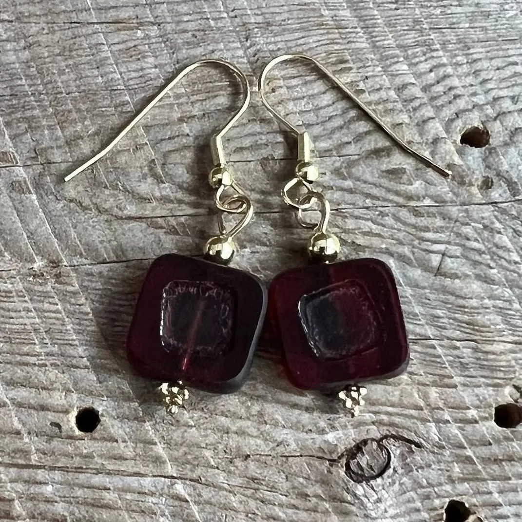SariBlue®️ Carmine Czech Glass Earrings