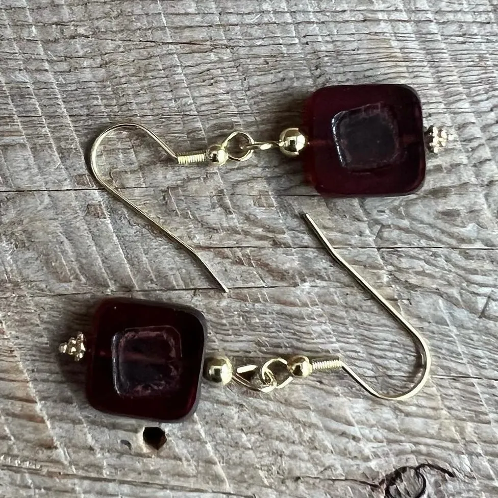 SariBlue®️ Carmine Czech Glass Earrings