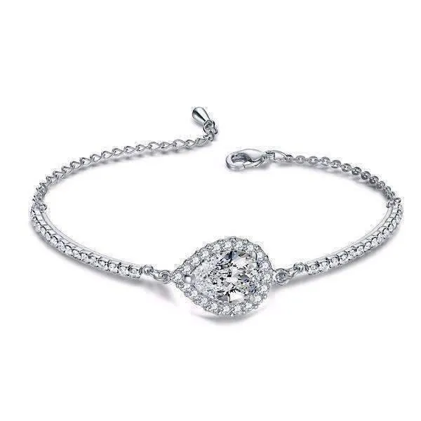 Serena 2ct Austrian Crystal Pear Halo Bracelet