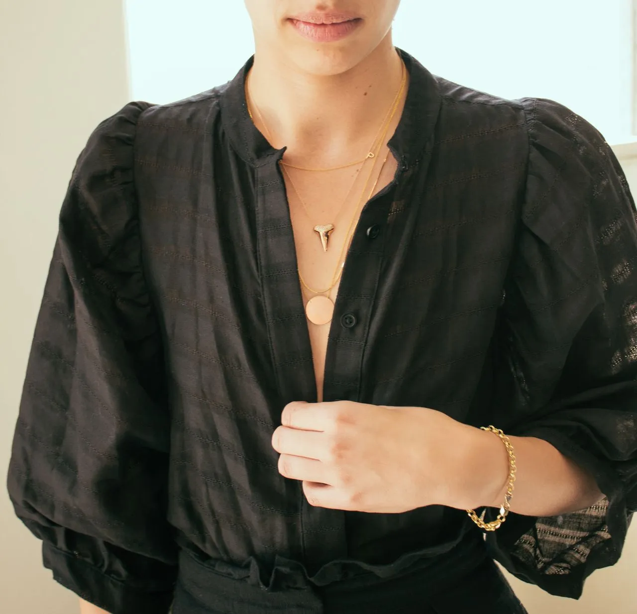 Sharktooth Necklace with Pavé Top