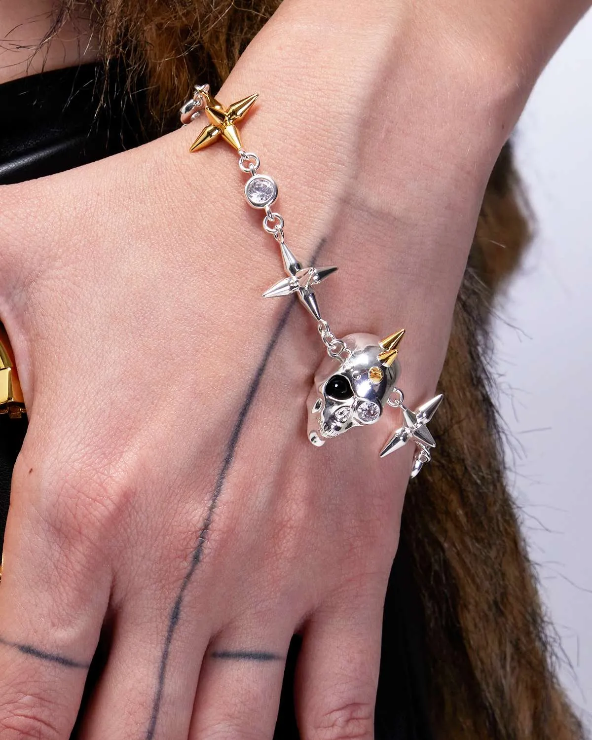 Silver & Golden Skull Bracelet