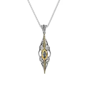 Silver and 10k Gold Tempest Pendant - Marquise Topaz