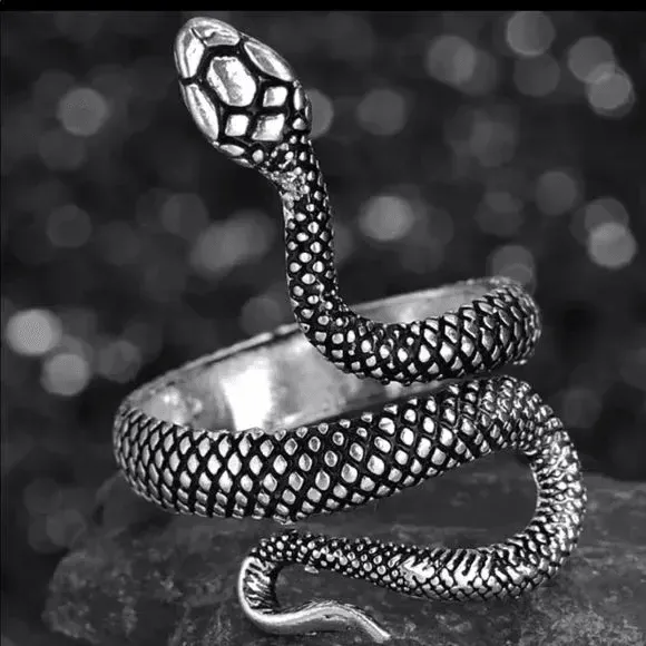 Silver Crawling Snake Ring Serpent Open Band Ring